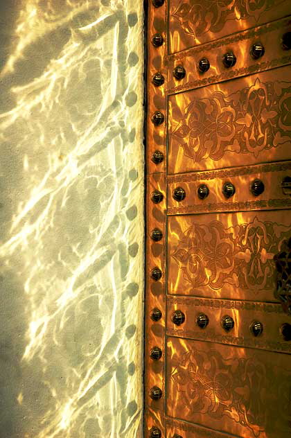 Gold door and sunlight, Moroccan restaurant at Sunset and Stanley, Hollywood