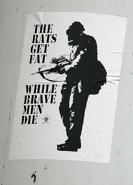 Anti-War sticker -"Rats" - at Sam Ash Music next to the West Hollywood Presbyterian Ch