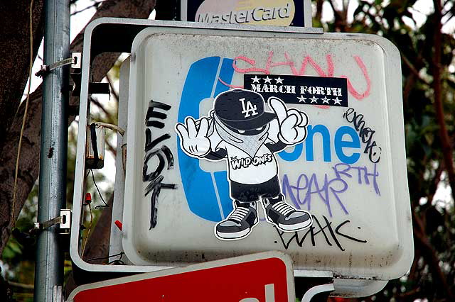 Sticker on traffic signal - "Wild Ones" - Sunset at Fuller, Hollywood