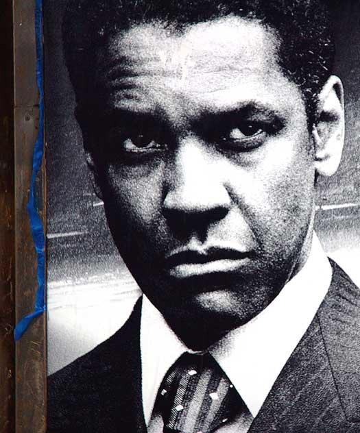 Denzel Washington with blue ribbon