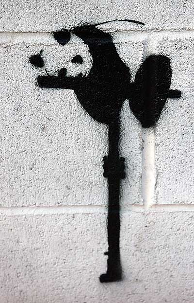 Panda graphic on concrete block, Venice Beach 