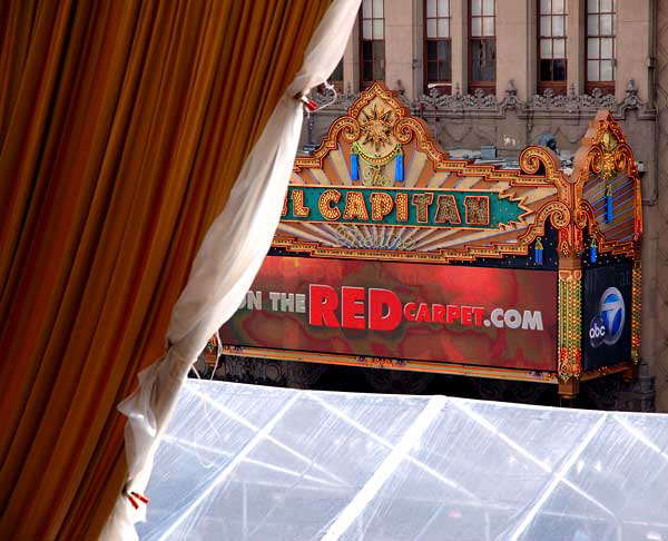 Gold curtain at the Kodak Theater, Hollywood Boulevard, two days before the Oscars