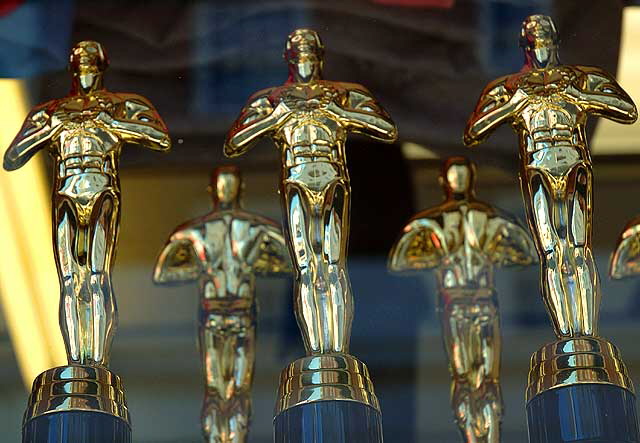 Oscars in window of souvenir shop, Hollywood Boulevard