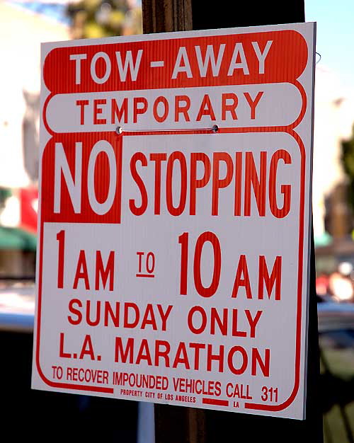 No Parking Sign - LA Marathon - Hollywood Boulevard