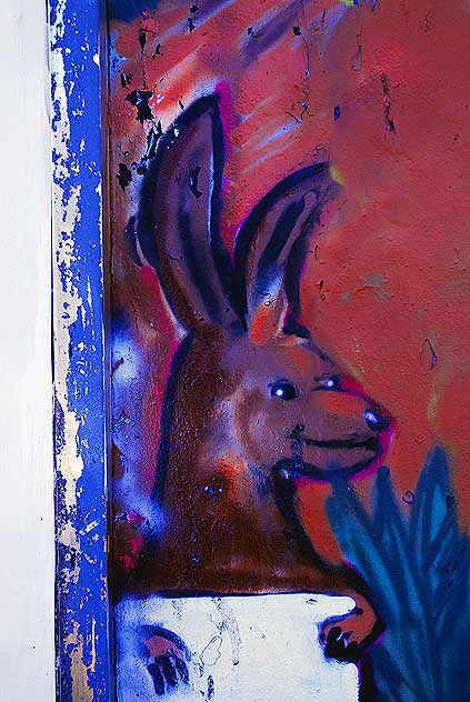 Detail of a mural, rabbit, Melrose Avenue