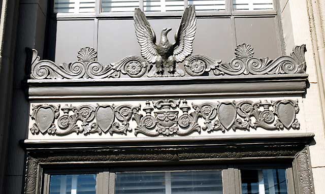 The newly restored Federalist-style bank building from the thirties, at the corner of Hollywood Boulevard and North Wilton Place