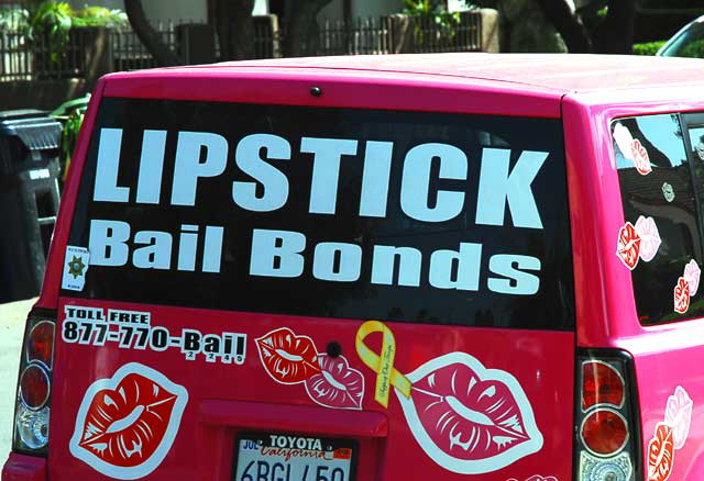 Lipstick Bail Bonds car, Melrose Avenue