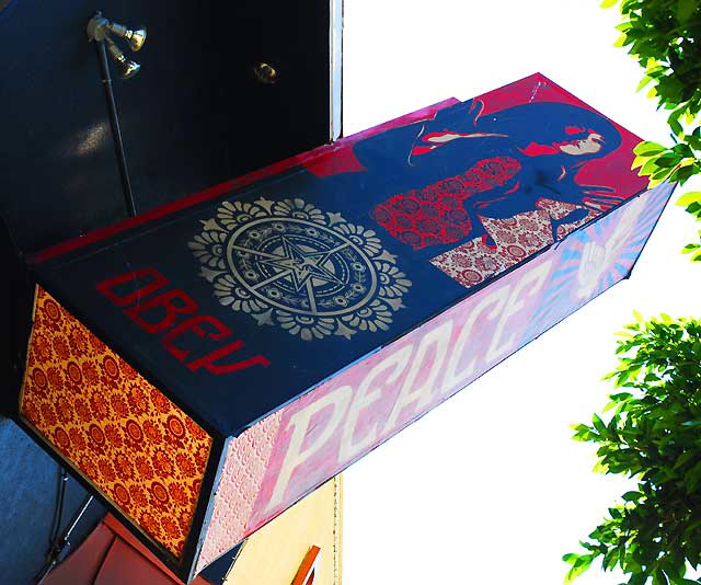 "Obey" - marquee at restaurant two blocks north of Wilshire, West Los Angeles