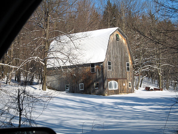 Barn in snow, Barnum's Gulch, New York 