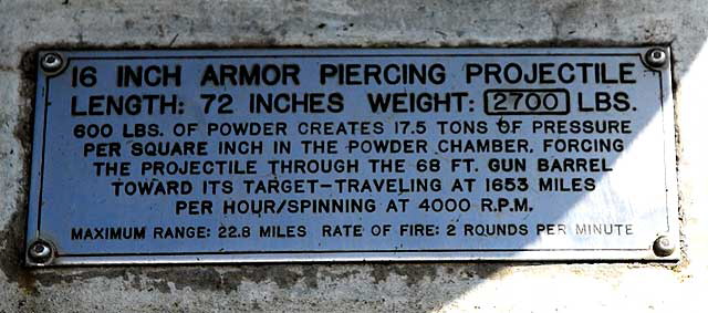 16 Inch Armor Piercing Shell - Los Angeles Maritime Museum - Berth 84, at the foot of 6th Street, San Pedro, Califor