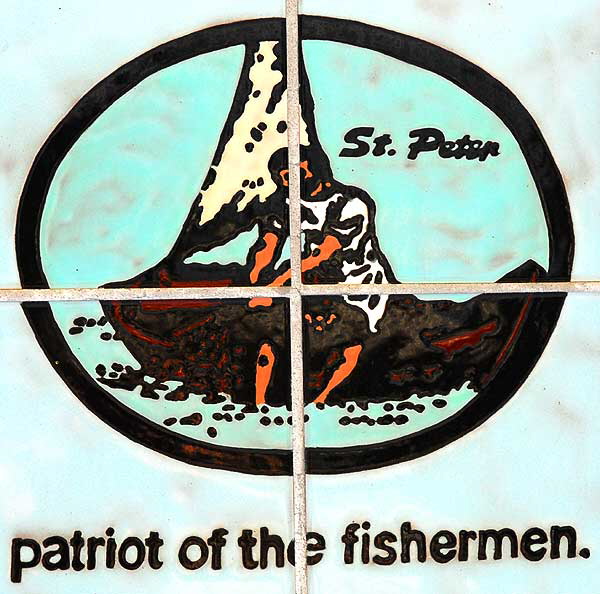 Saint Peter - mosaic tile at the Fishing Industry Memorial - 5th Street at South Harbor Boulevard., San Pedro, California