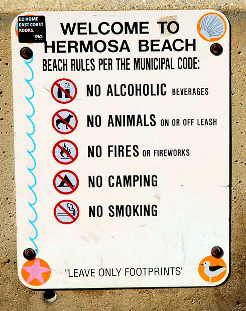 Ninth Street at the Strand, Hermosa Beach - Beach Rules