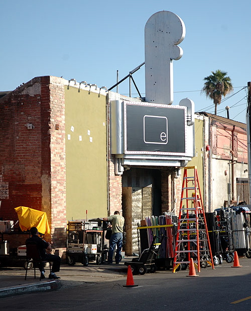 Movie shoot on Las Palmas at the "e" theater, one block south of Hollywood Boulevard 