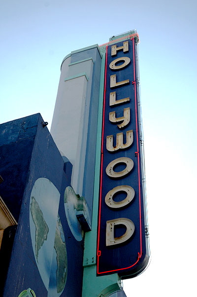 Hollywood and the World - the marquee at the Guinness museum thing on Hollywood Boulevard at Highland 