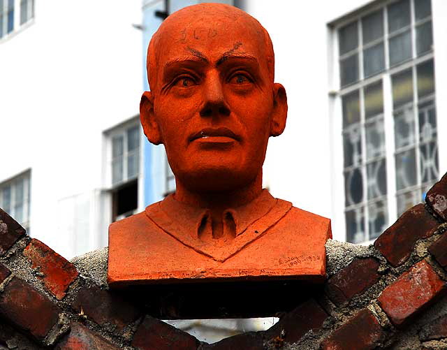 Red Bust - gardens at Crossroads of the World, 6671 Sunset Boulevard, Hollywood