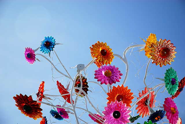 A tree of glass flower lamps  Lankershim Boulevard, North Hollywood