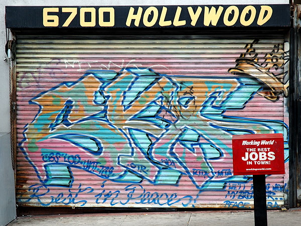 Graffiti roll-up door, 6700 Hollywood Boulevard 