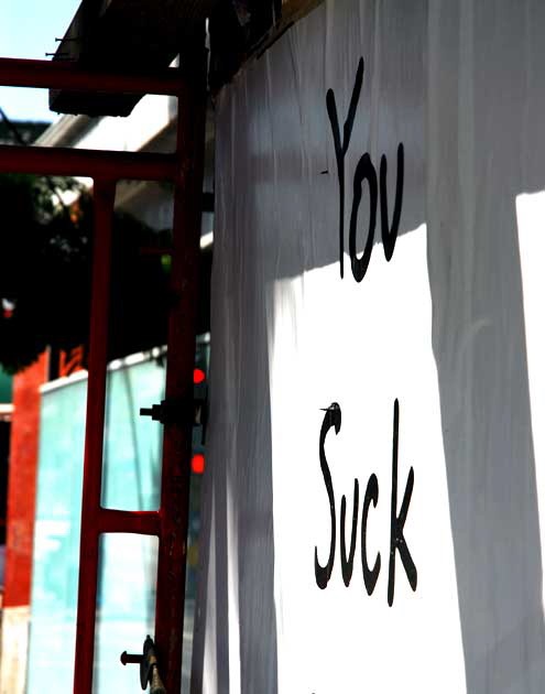 "You Suck" - poster on Hollywood Boulevard