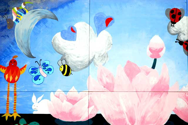 The Lotus Blossom - a mural at the Santa Monica Community Center, 2601 Pico Boulevard, Santa Monica - 2000, painted by the First Z-Wave