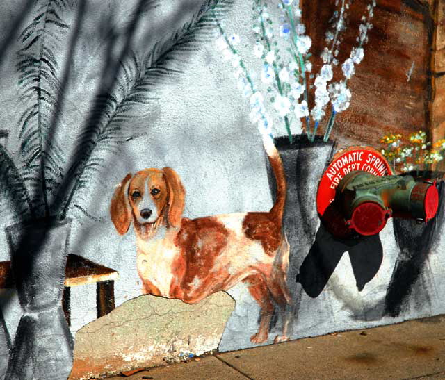 Mural at a florist shop - Main Street, Ocean Park - dog detail