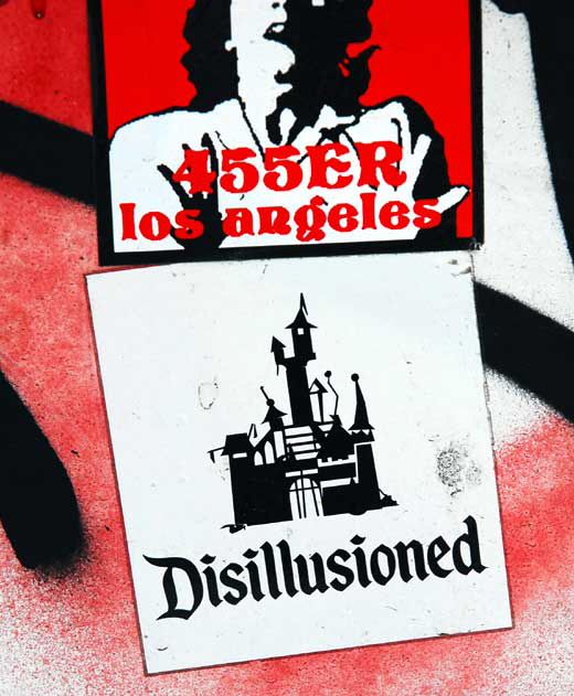 Anti-Disney sticker in alley behind Melrose Avenue