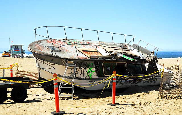 Beached boat with graffiti, Venice Beach