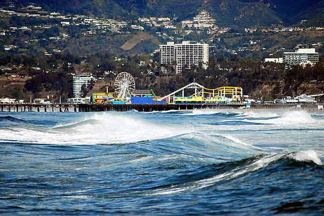 The Santa Monica Pier, and Santa Monica, as seen from Venice Beach