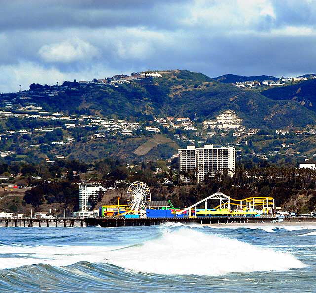 The Santa Monica Pier, and Santa Monica, as seen from Venice Beach