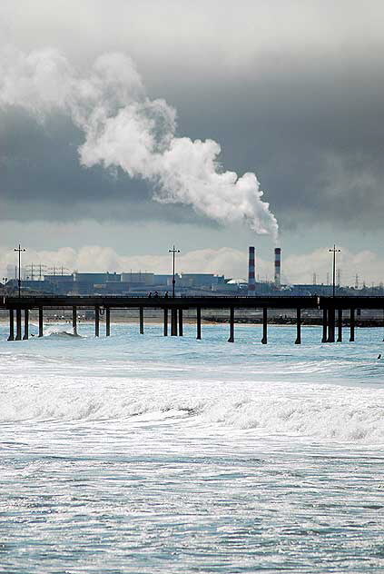 Scattergood Power Plant, El Segundo, as seen from north of the Venice Beach Pier