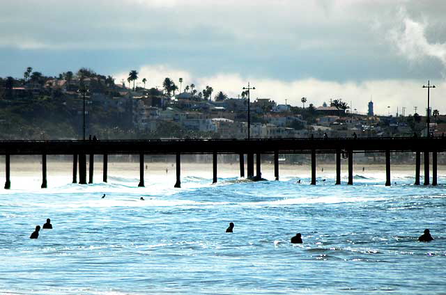 Surfers north of Venice Beach Pier