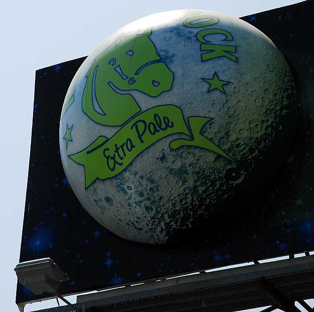 Rolling Rock Beer billboard, Sunset Strip - three dimensional moon