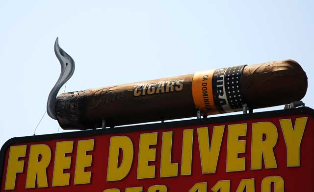 : Cigar sign at liquor store, Sunset Boulevard and Selma, West Hollywood