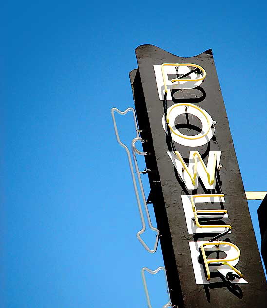 Neon sign at Powerhouse, a dive bar on Highland Avenue at Hollywood Boulevard