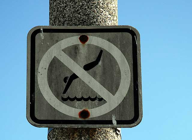 No Bridge Diving - sign - Naples Island, Alamitos Bay, Long Beach