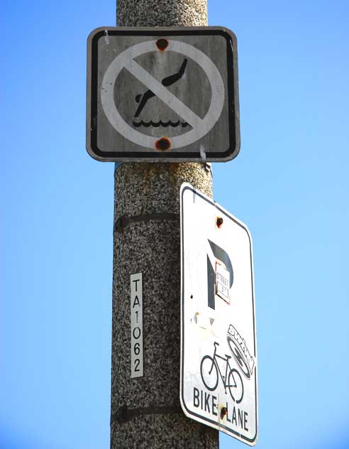 No Bridge Diving - sign - Naples Island, Alamitos Bay, Long Beach