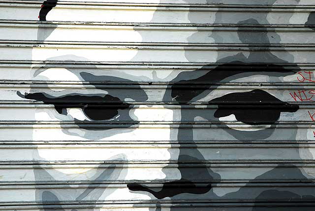 Ertha Kitt's Eyes - graphic on roll-up door, Hollywood Boulevard