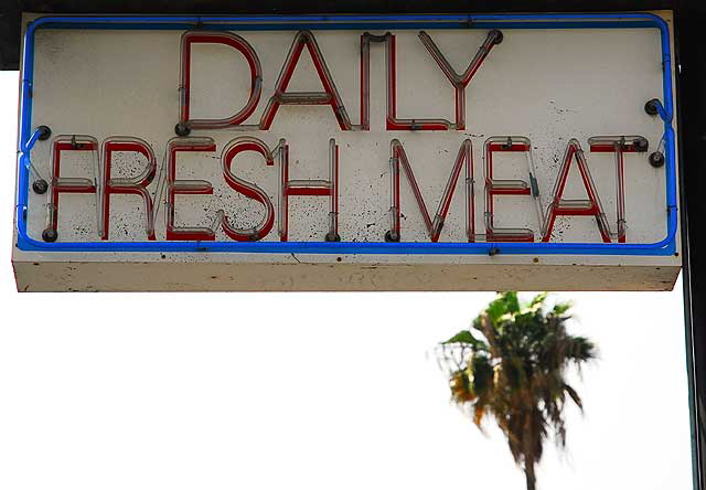 Neon Sign - "Daily Fresh Meat" - All-American Burger, Sunset Boulevard, Hollywood