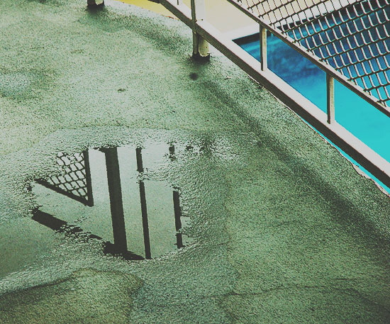 Hollywood pool, rainy Sunday 