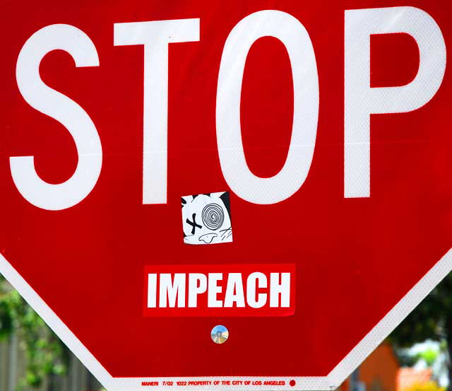 Stop!  Impeach!  Stop sign at Clinton and Detroit, Los Angeles
