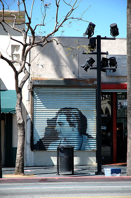 John Barrymore graphic on roll-up door, Hollywood Boulevard