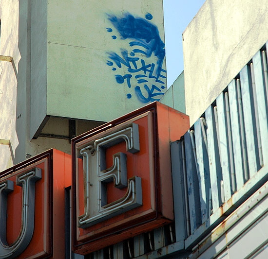 Vogue Theater, Hollywood Boulevard - with blue graffiti