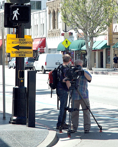 Two man film crew, Hollywood Boulevard