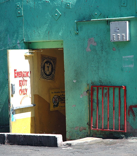 Rear exit to alley, restaurant in West Hollywood 