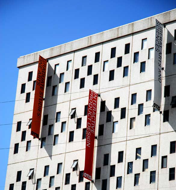 Kathleen Ahmanson Hall - designed by architect Eliot Noyes in 1963 to house an IBM research center, with its "punch card" design, Otis College of Art and Design, 9045 Lincoln Boulevard, Los Angeles (Westchester)