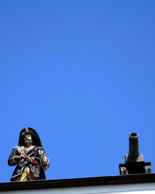 Pirate figure on roof, Marina Peninsula, Los Angeles