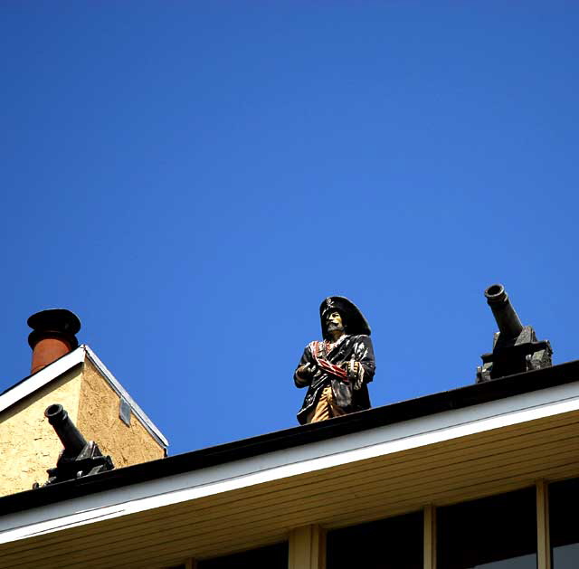 Pirate figure on roof, Marina Peninsula, Los Angeles