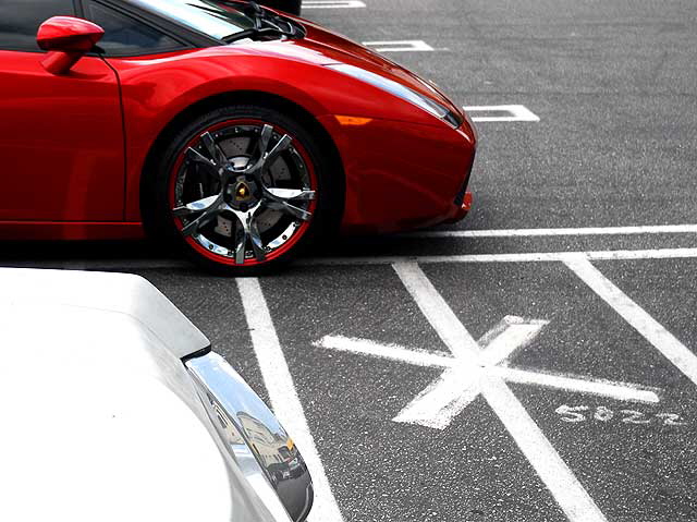 Red Lamborghini - parking lot behind Sunset Plaza, West Hollywood