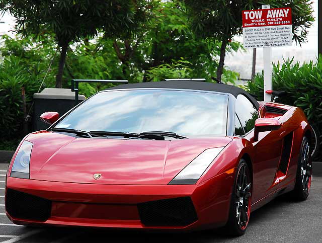 Red Lamborghini - parking lot behind Sunset Plaza, West Hollywood
