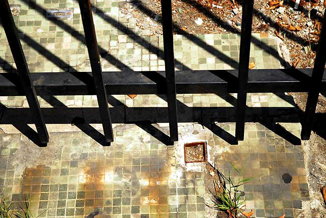 Old tiles and iron fence, Hollywood Boulevard