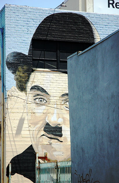 Charlie Chaplin graphic, Hollywood alley 